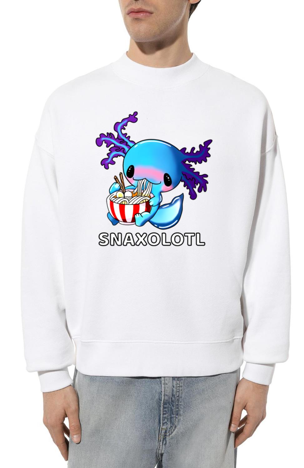 Axolotl Blue Snaxolotl Eating Ramen Kawaii Anime - Unisex Sweatshirt