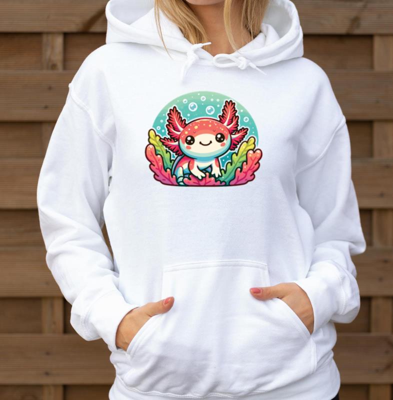 Axolotl Cute Animals Kawaii Anime Funny Axolotl - Unisex Hoodie