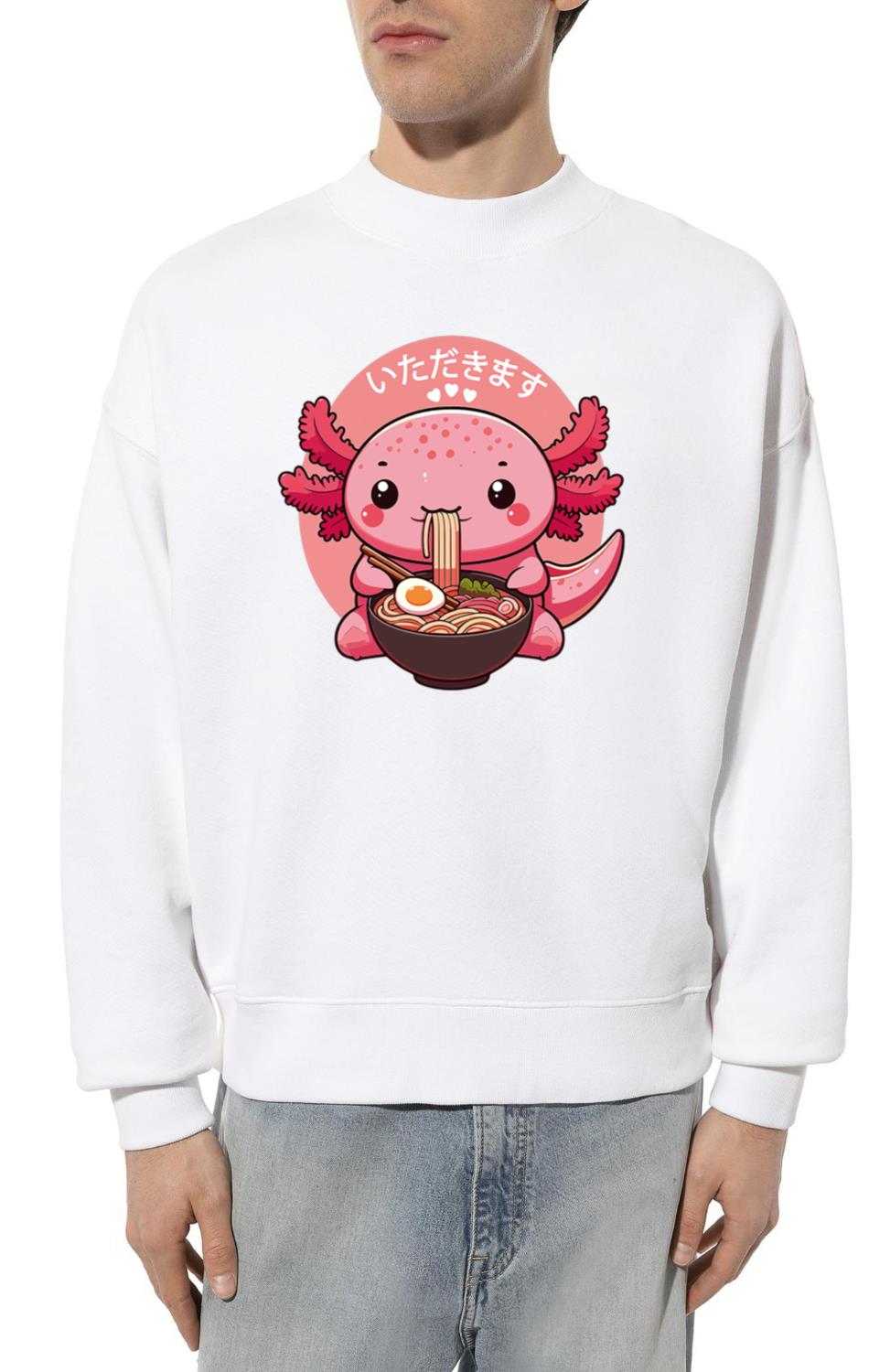 Axolotl Eating Ramen Anime Cute Kawaii Axolotl - Unisex Sweatshirt