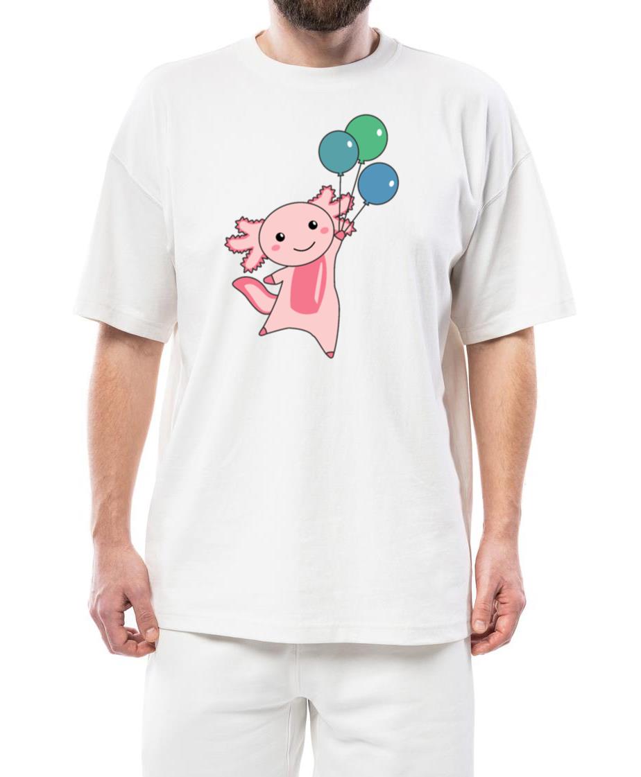 Axolotl Sweet Animal Flies With Balloons Up - Unisex Standard T-Shirt