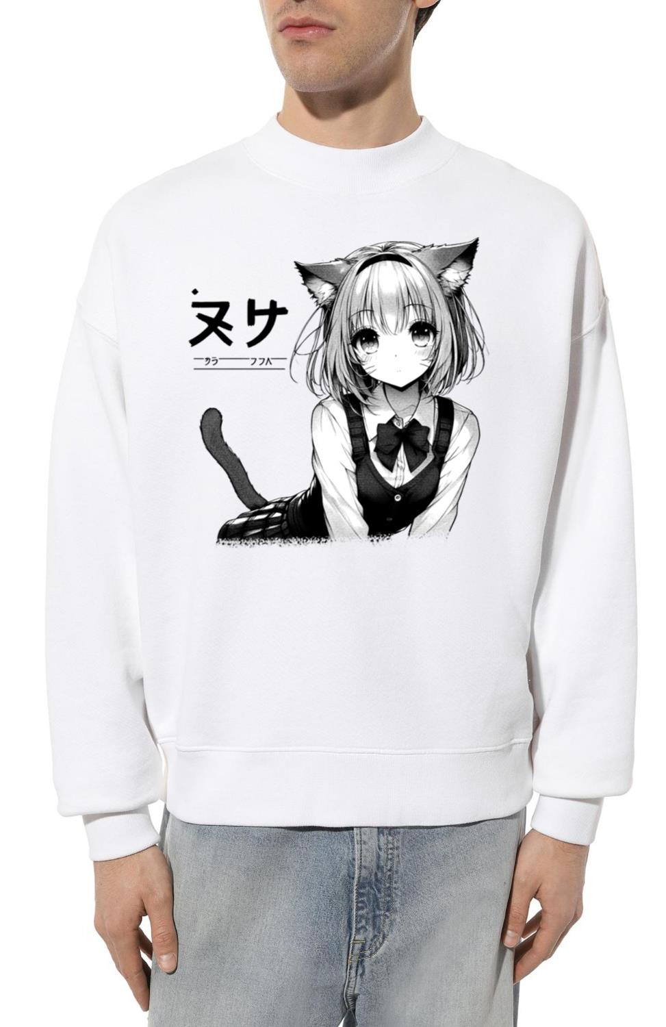 B&W Anime Neko Art - Unisex Sweatshirt