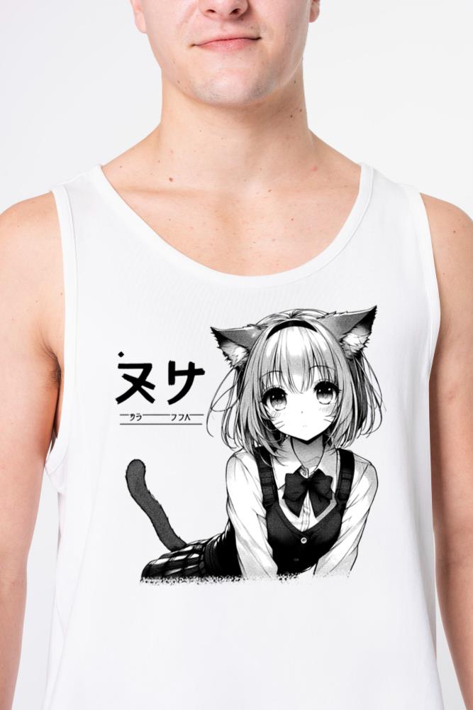 B&W Anime Neko Art - Unisex Tank Top