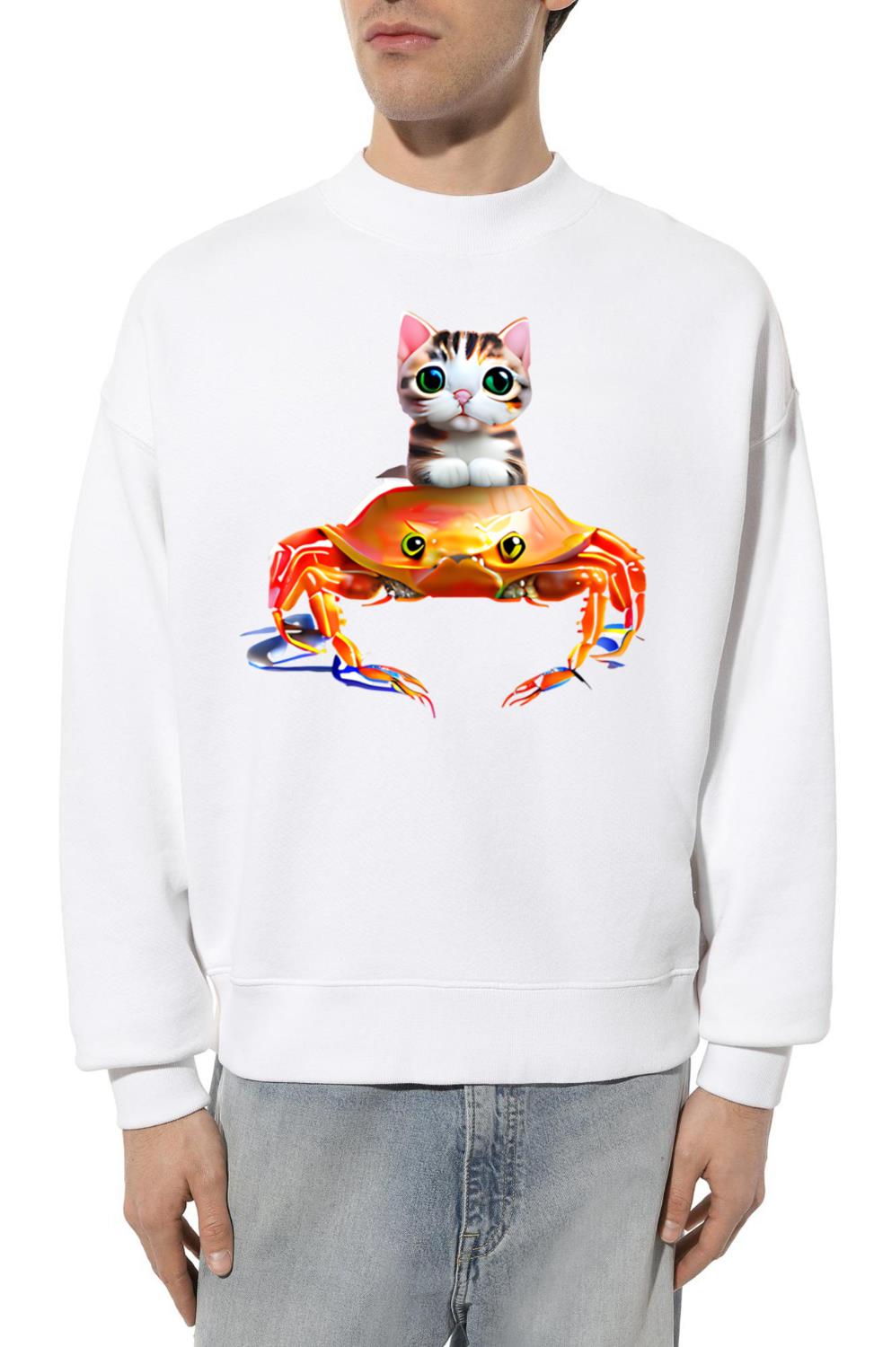 Baby cat on crab - Unisex Sweatshirt