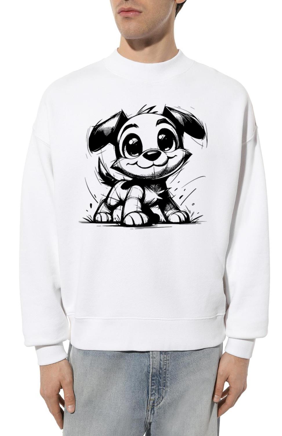 Baby Dog Pencil Sketch Big Eyes And Ears - Unisex Sweatshirt