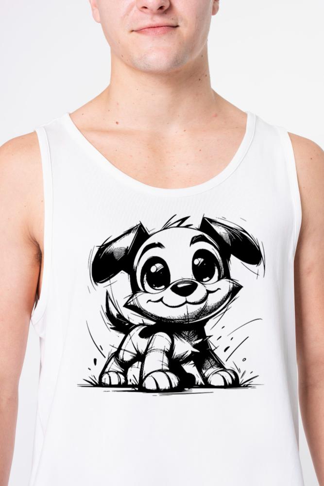 Baby Dog Pencil Sketch Big Eyes And Ears - Unisex Tank Top