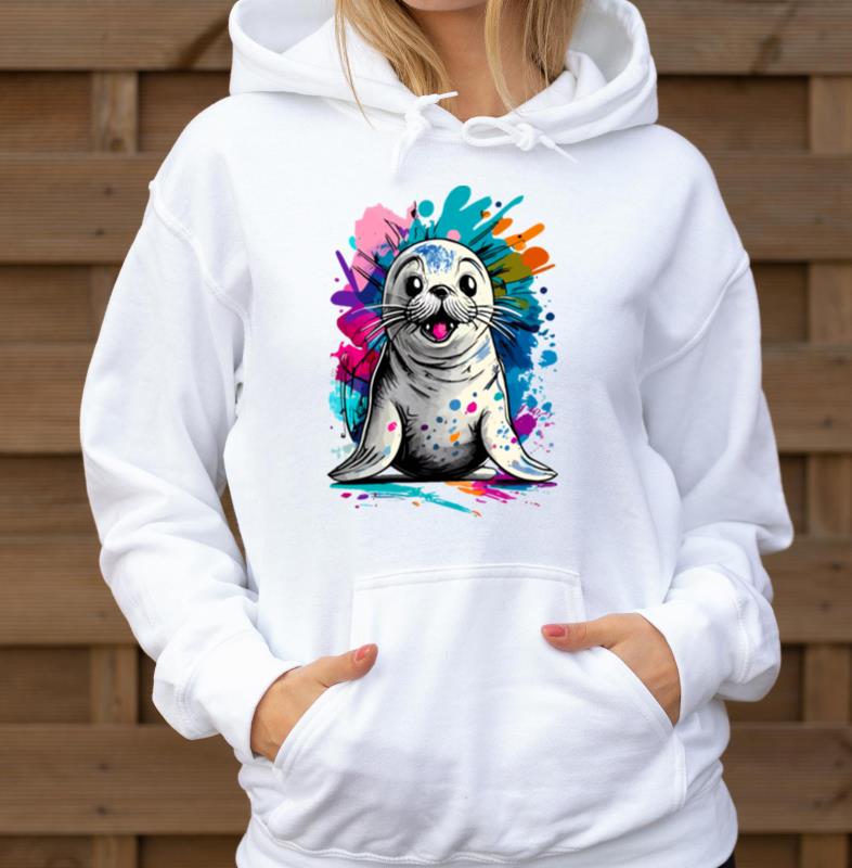 Baby Seal Colourful - Cute Seal (Animal) Pinniped - Unisex Hoodie
