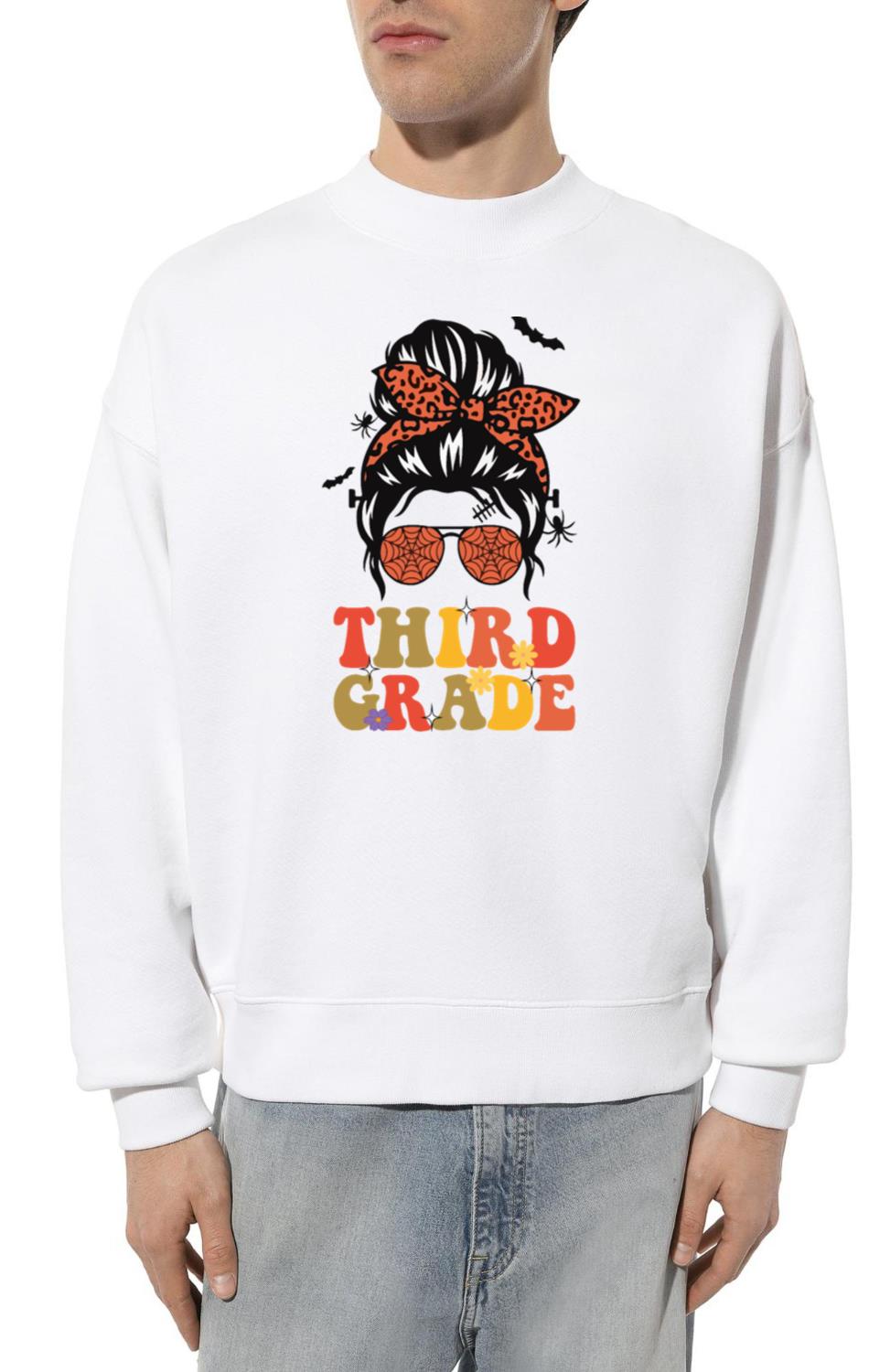 Back To School Groovy 3rd Grade Halloween Vibes - Unisex Sweatshirt