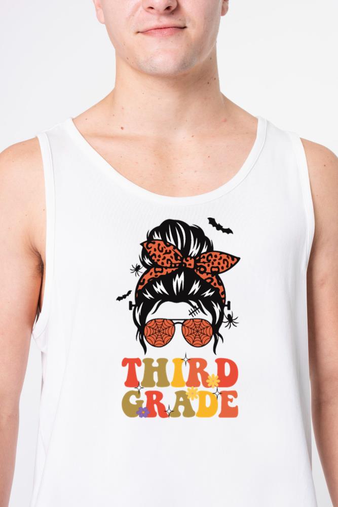Back To School Groovy 3rd Grade Halloween Vibes - Unisex Tank Top