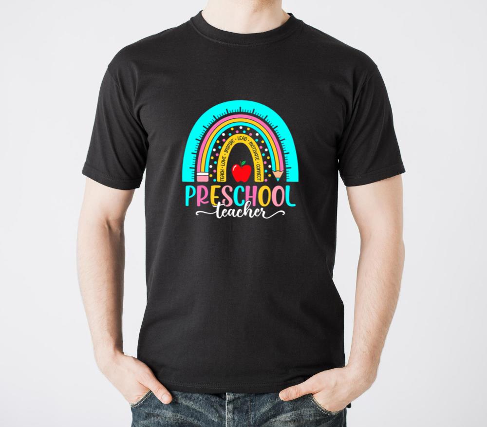 Back To School Preschool Teacher Leopard Rainbow T-Shirts