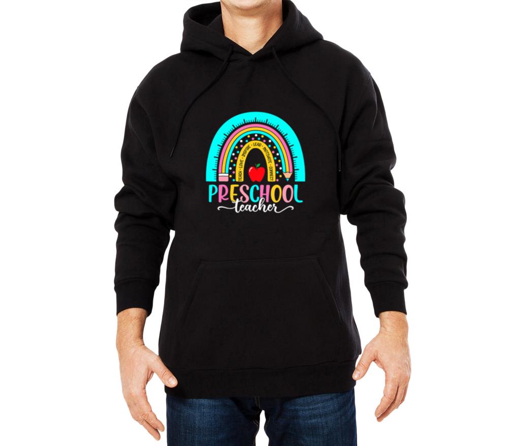 Back To School Preschool Teacher Leopard Rainbow - Unisex Hoodie