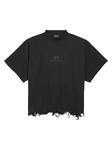 Balenciaga BB Classic Cropped Oversized T-Shirt Black