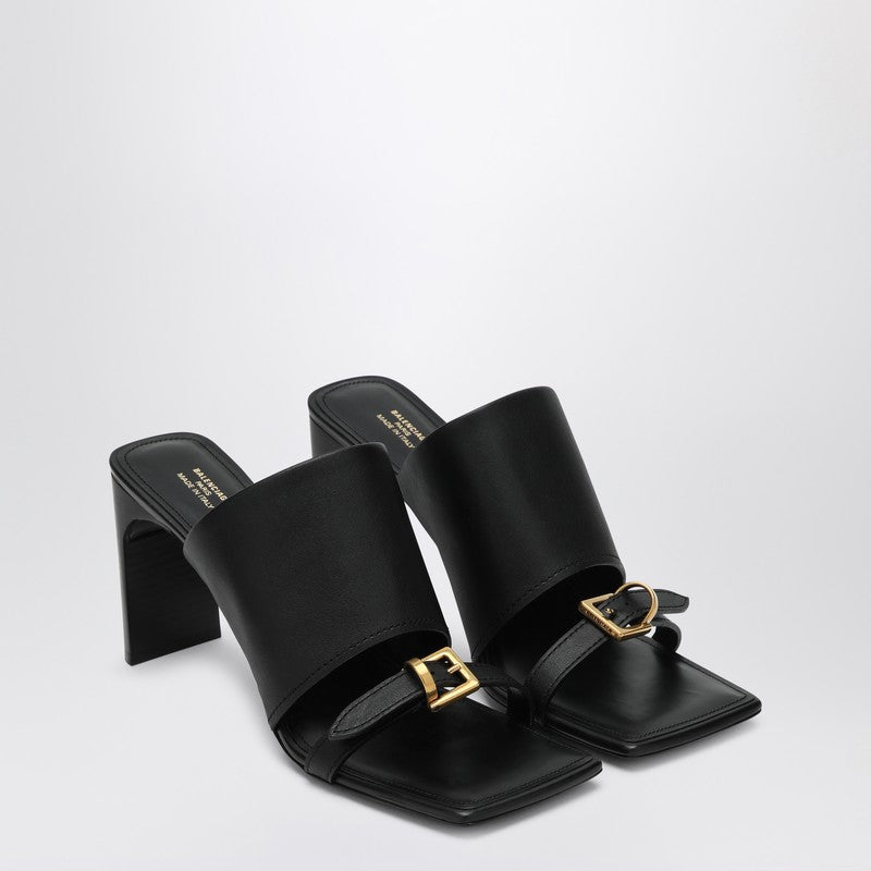 Balenciaga Black Leather Bel Air Sandals