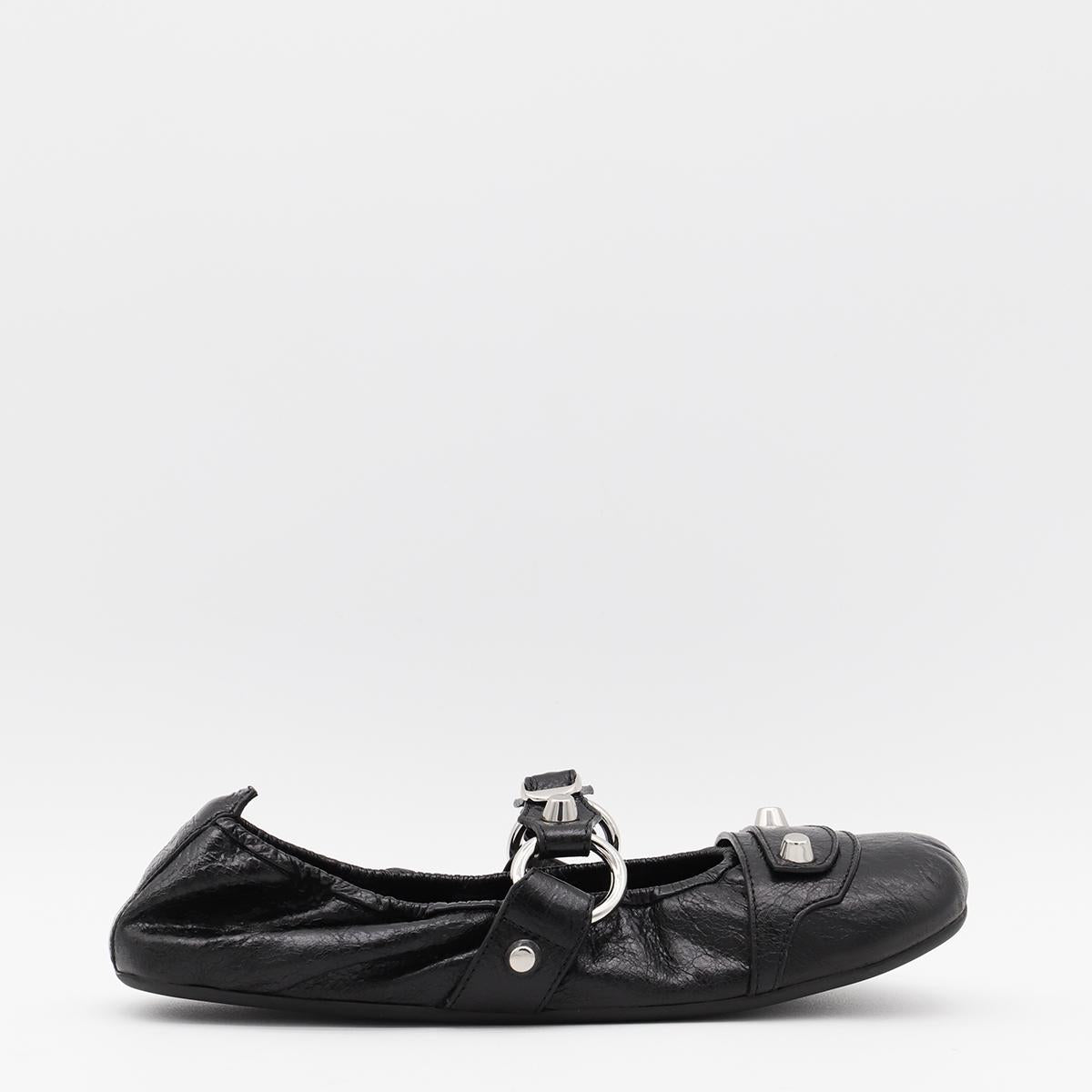 Balenciaga Black Leather Flats