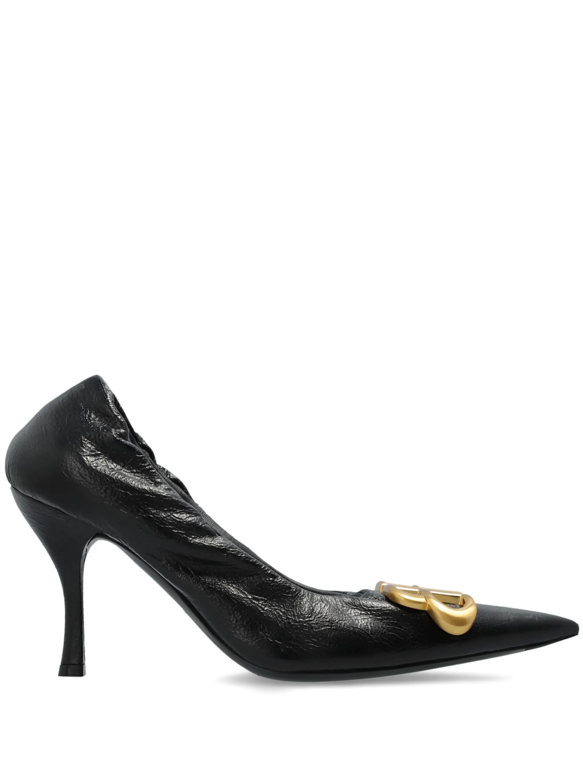 Balenciaga Black Stiletto Heel With Logo Plaque