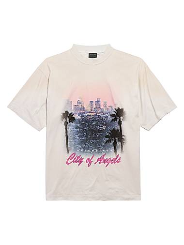 Balenciaga City of Angels Medium Fit T-Shirt Dirty White