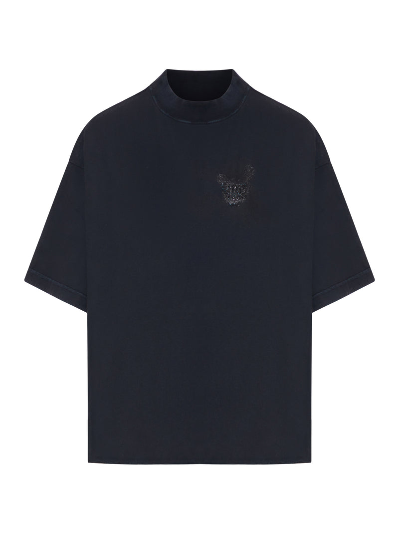 Balenciaga CROPPED NAIL POLISH T-SHIRT IN WASHED BLACK