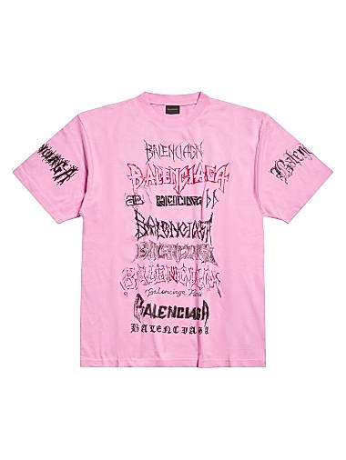 Balenciaga DIY Metal T-Shirt Large Fit Pink Black Red