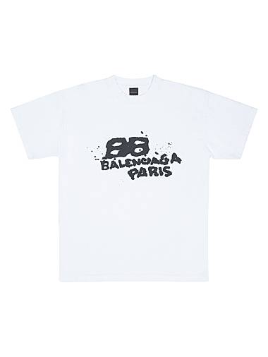 Balenciaga Hand-Drawn BB Icon T-Shirt Medium Fit White Black