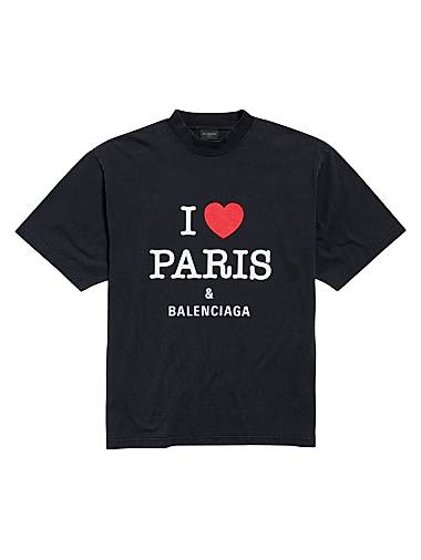 Balenciaga I Love Paris Medium Fit T-Shirt Black Faded