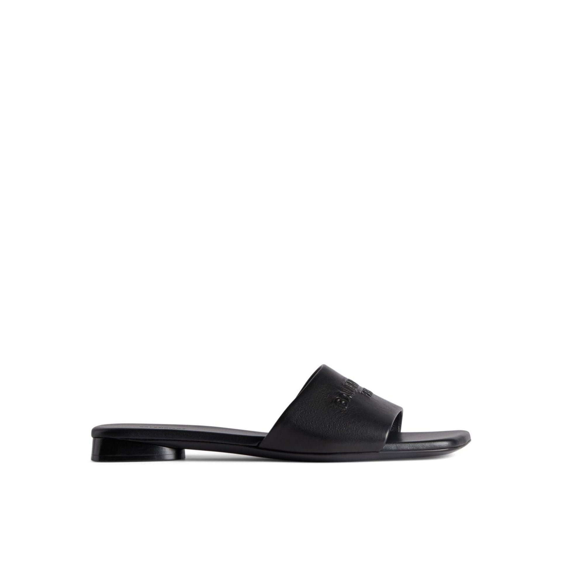 Balenciaga Leather Logo Flat Sandals