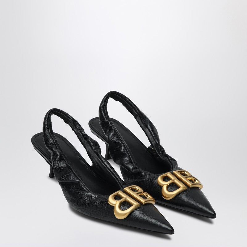 Balenciaga Monaco Black Slingback With Logo