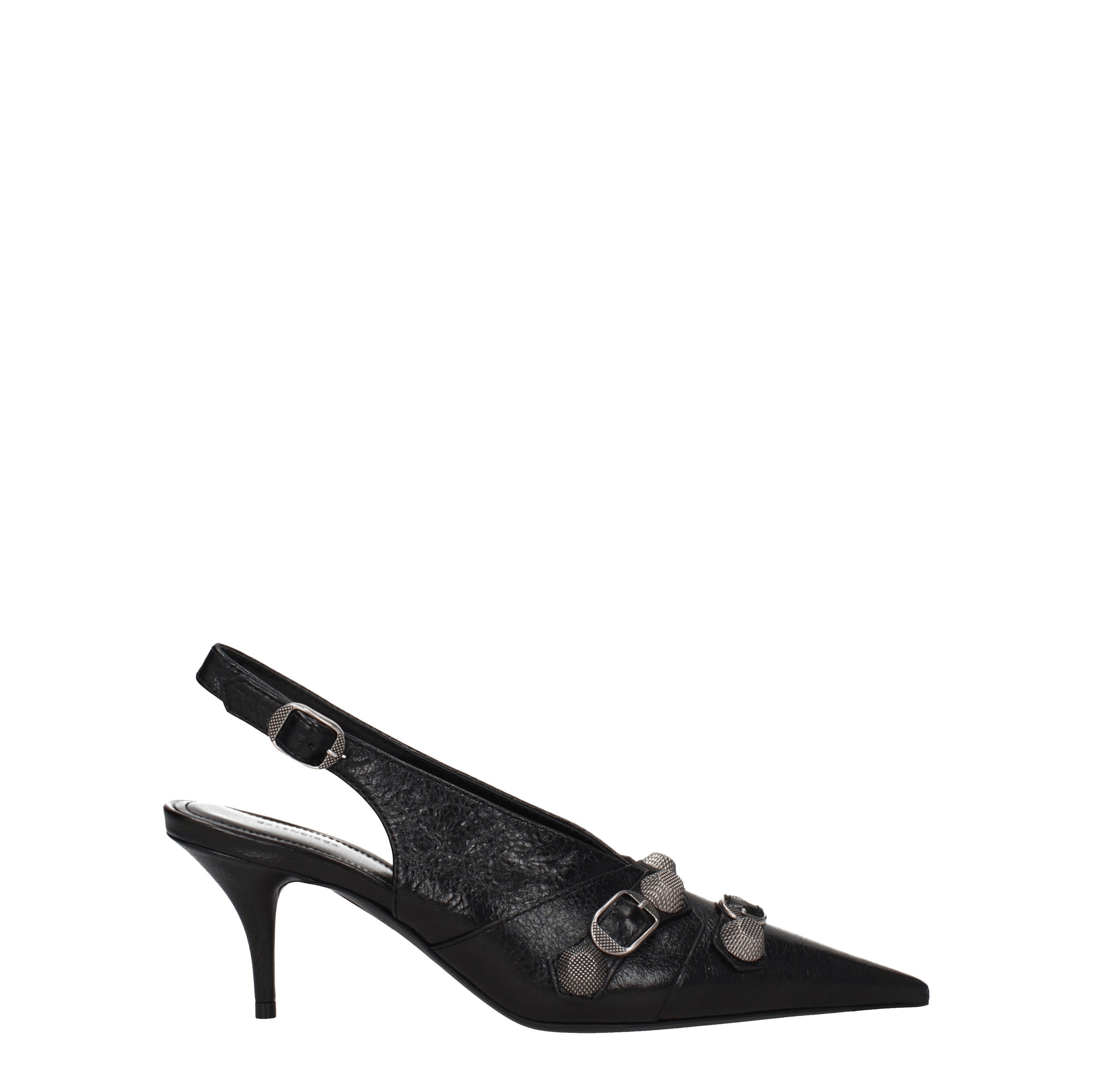 Balenciaga Sandals Cagole Woman Leather Black