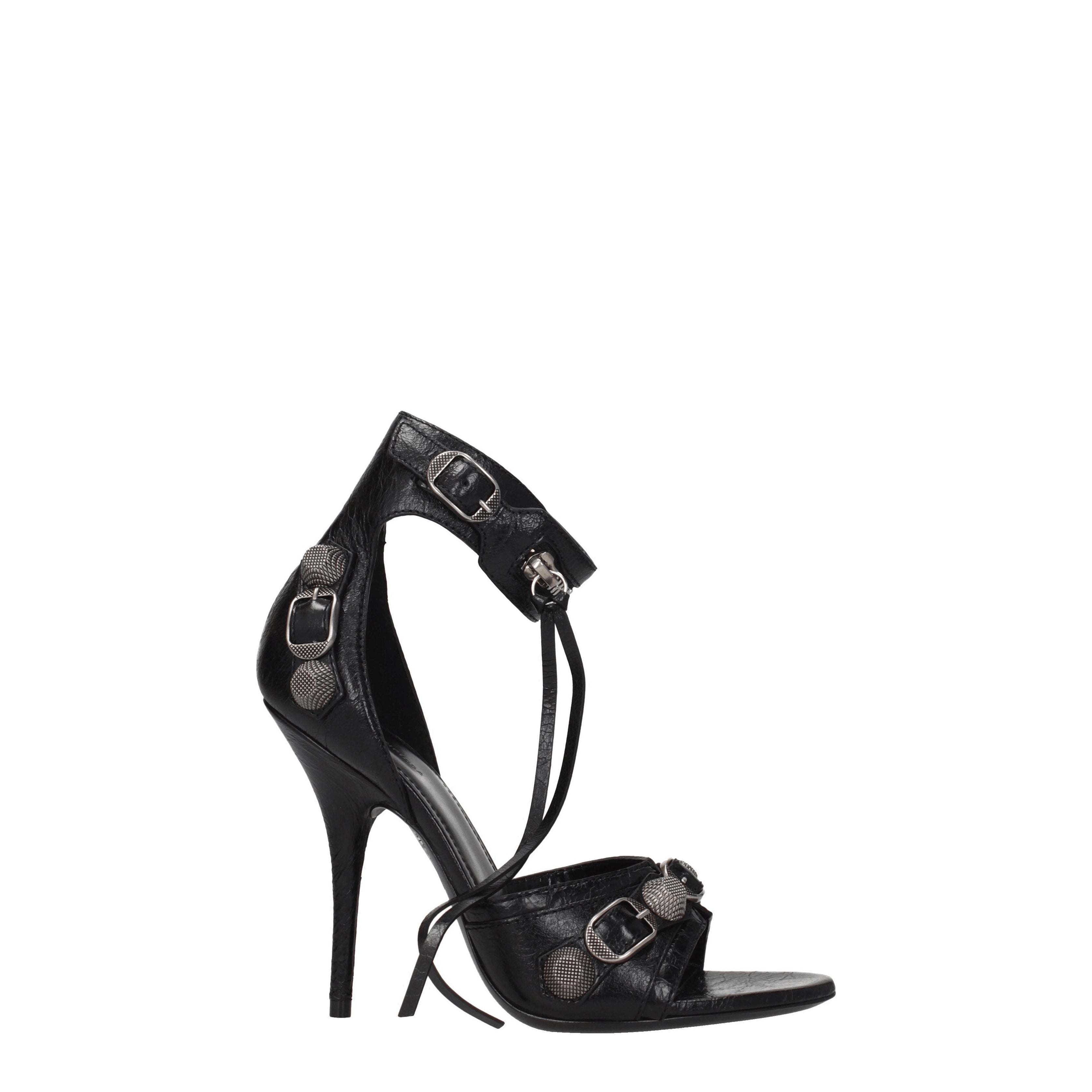 Balenciaga Sandals Cagole Woman Leather Black