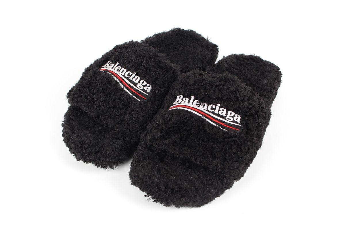 Balenciaga Wave Logo Furry Slide 40 - SKU