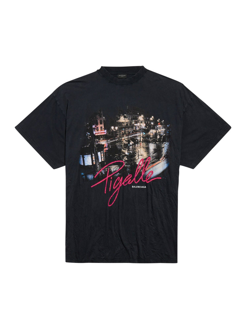 Balenciaga WOMEN`S OVERSIZED PIGALLE T-SHIRT IN BLACK DRESSED
