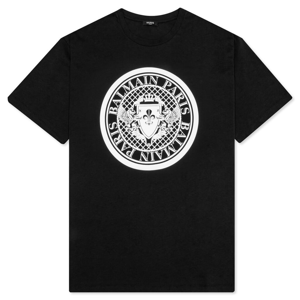 Balmain Coin Flock Straight Fit T-Shirt - Noir/Blanc