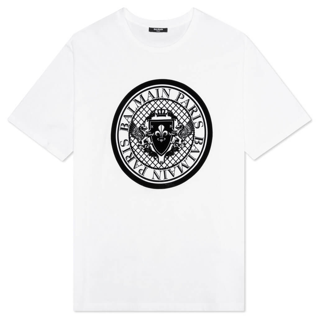 Balmain Coin Flock T-Shirt - White/Black