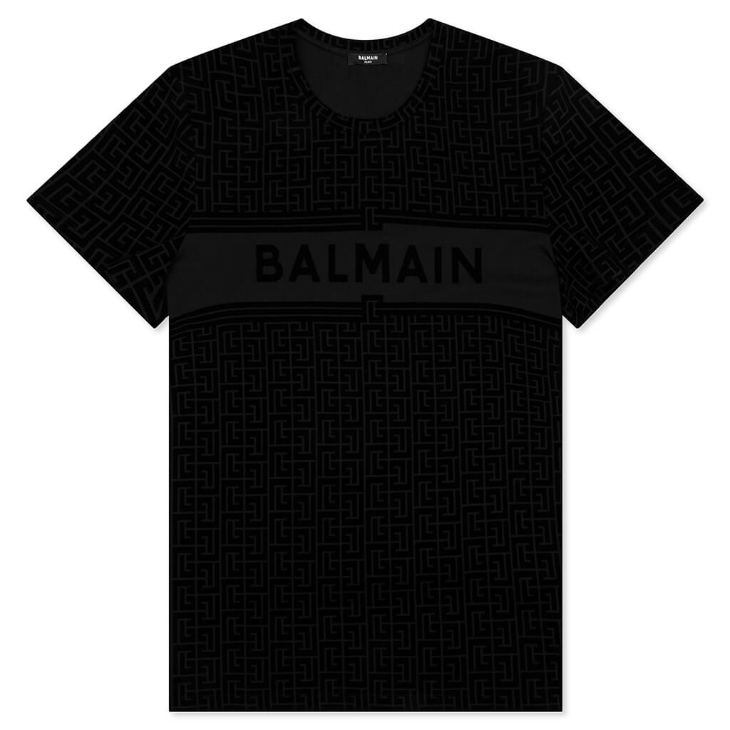 Balmain Eco Sustainable Monogram Flock T-Shirt - Noir/Noir