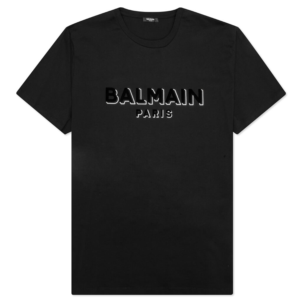 Balmain Flock & Foil T-Shirt - Black/Silver