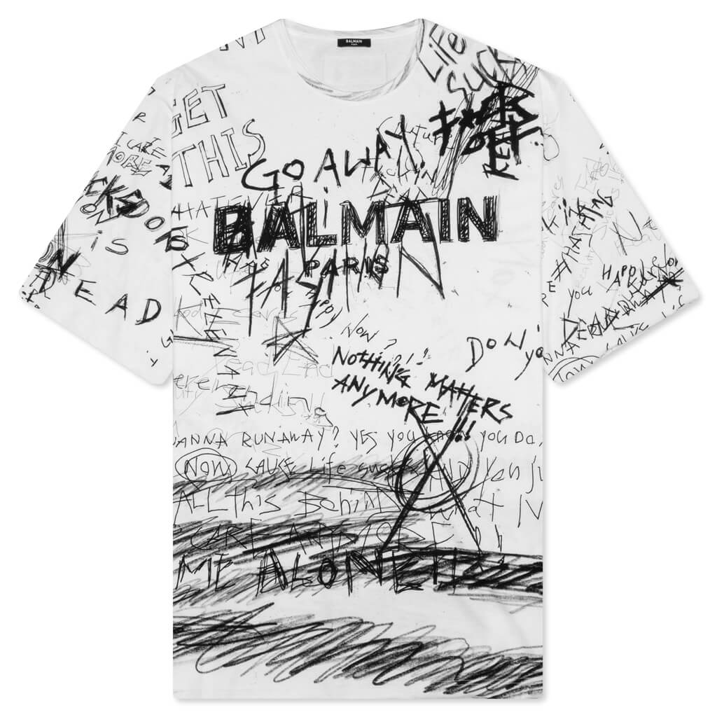 Balmain Go Away T-Shirt - Blanc/Noir