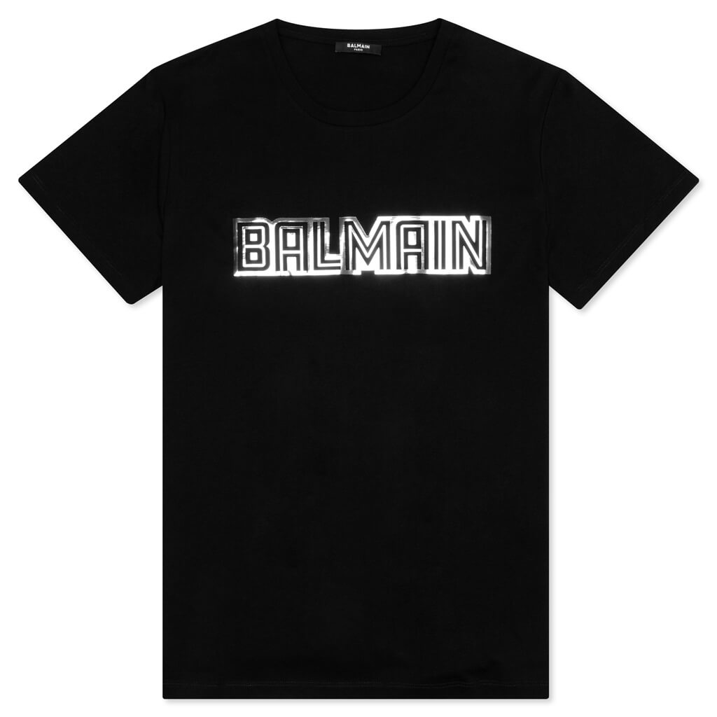 Balmain Metallic Embossed T-Shirt - Noir/Argent