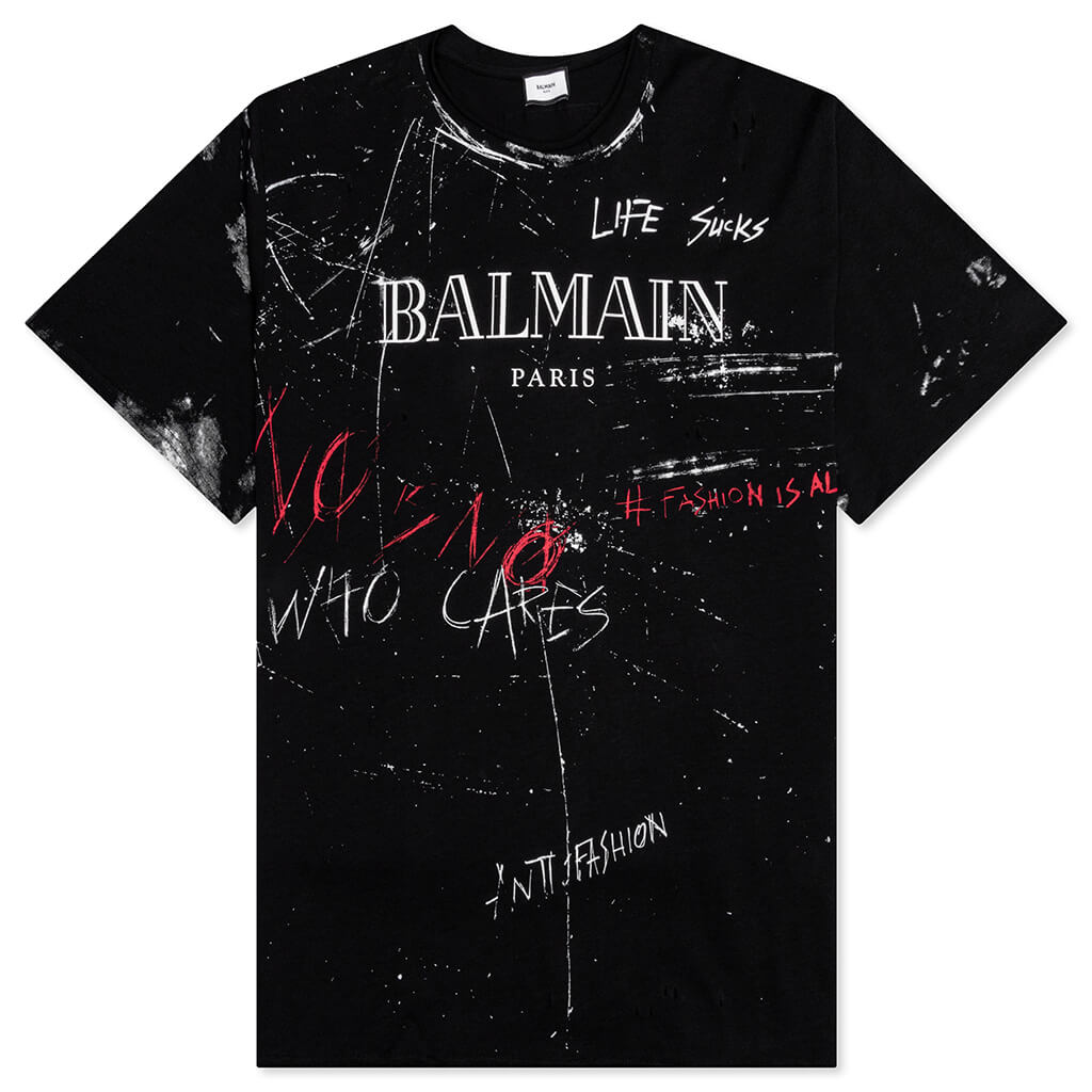 Balmain No is No Printed T-Shirt - Noir/Blanc/Rogue