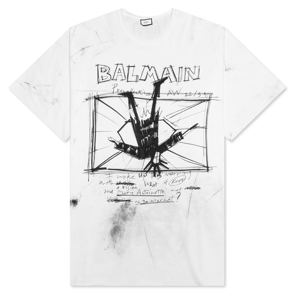 Balmain Printed Drawing T-Shirt - Noir/Blanc