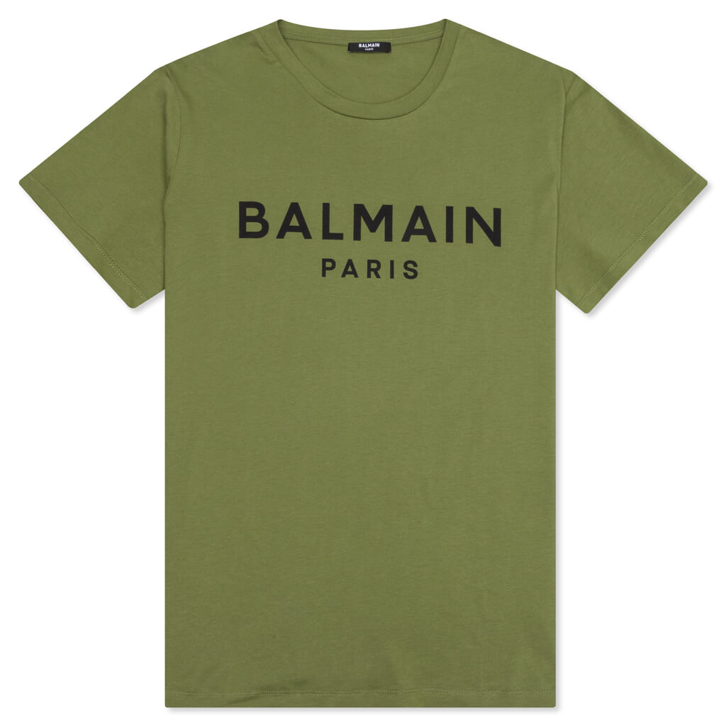 Balmain Printed T-Shirt - Kaki Fonce/Noir