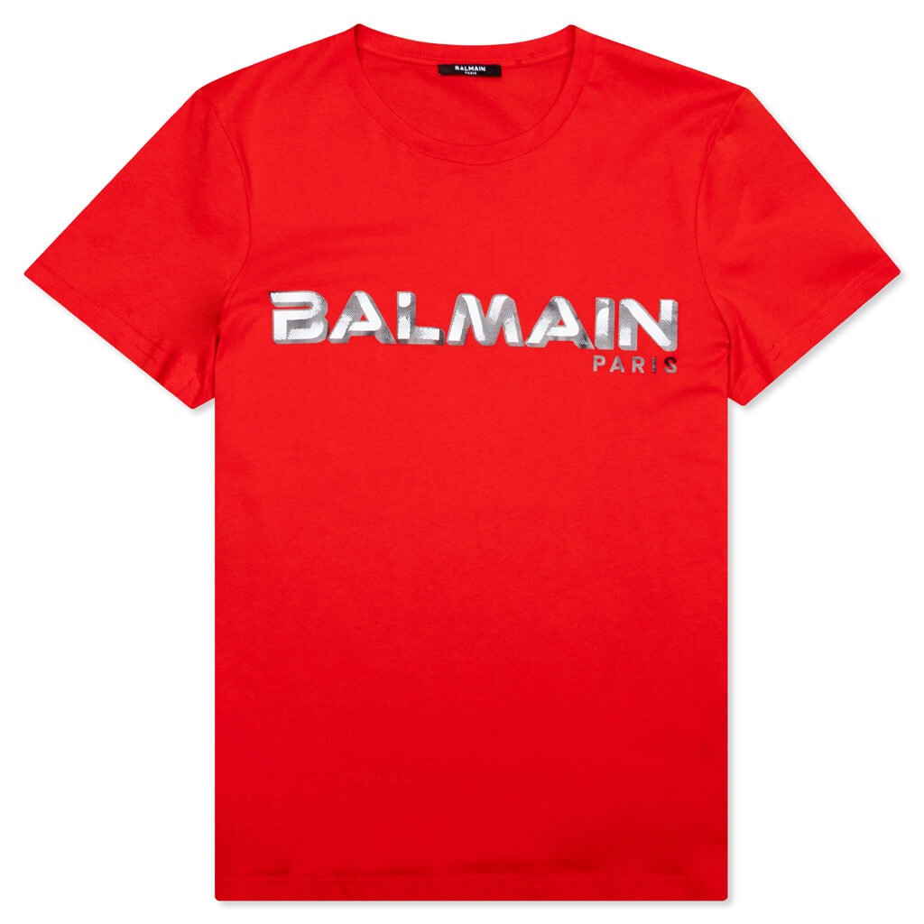 Balmain Printed T-Shirt - Rouge/Blanc