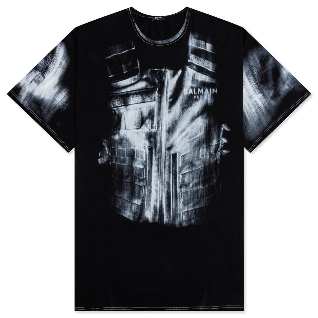 Balmain X-Ray Print Raw Edge T-Shirt - Noir/Blanc