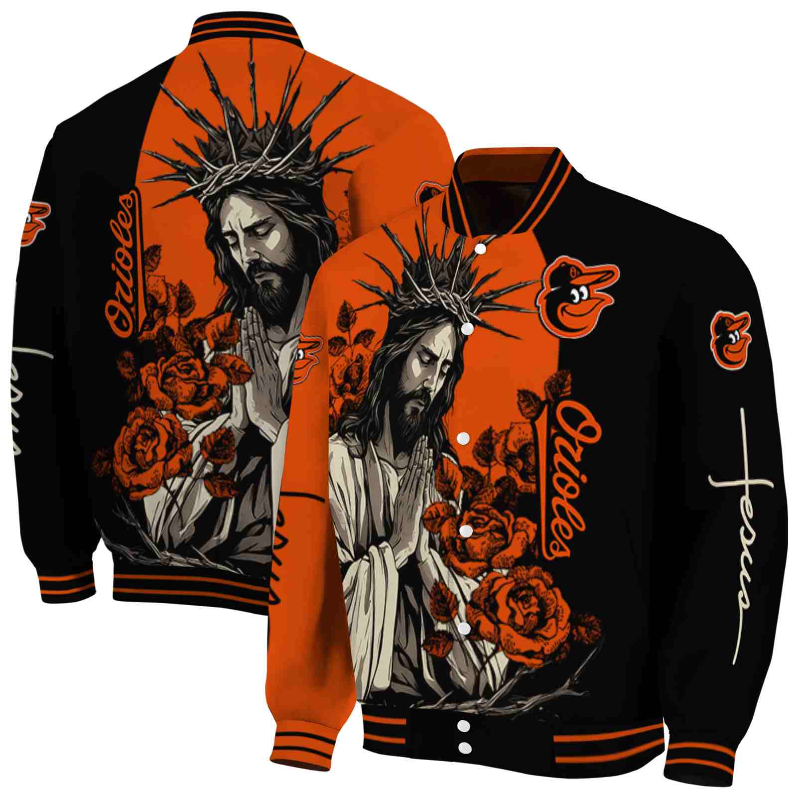 Baltimore Orioles MLB Hands In Prayer Orange Black Jacket Custom Gift For Sport Team Fans 