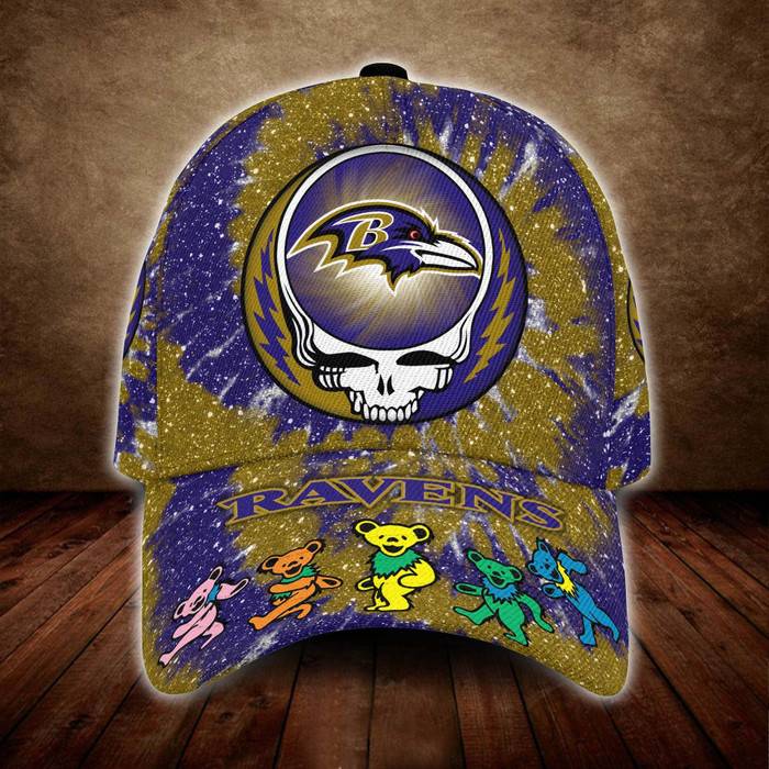 Baltimore Ravens And Grateful Dead Band 3D BaseBall Cap CNI598
