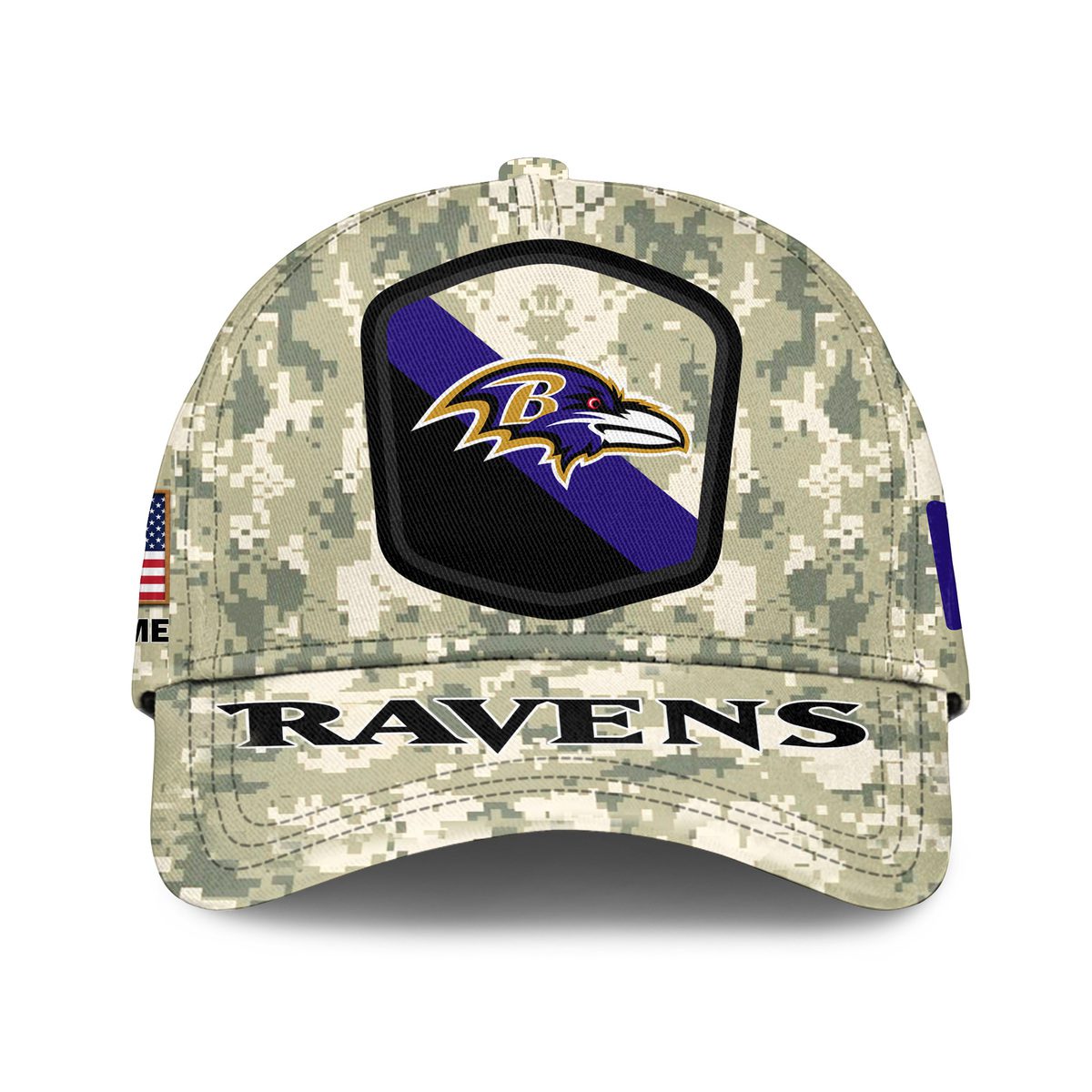 Baltimore Ravens Camo Salute To Service Personalized Classic Baseball Cap