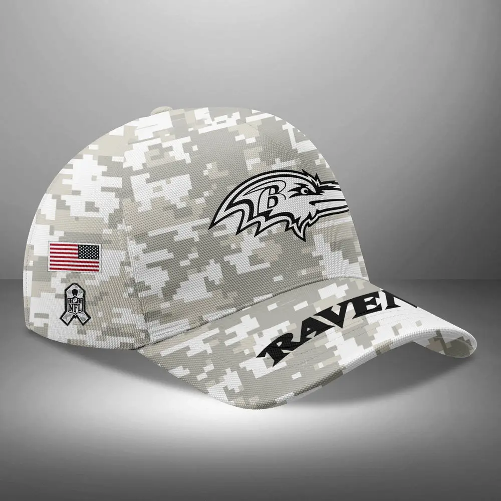 Baltimore Ravens Nfl Arctic Camo 2024 Salute To Service Custom Name And Year Classic Cap Wcc1000
