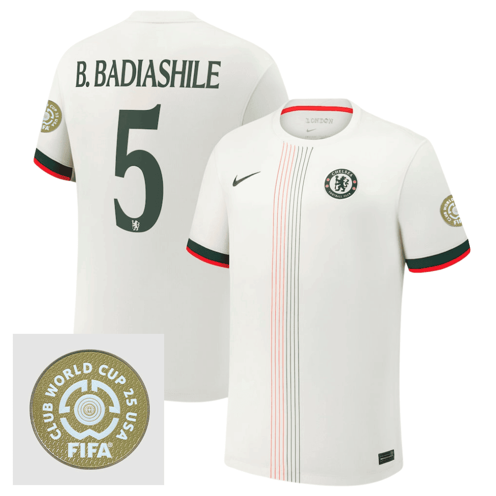 Benot Badiashile 5 Chelsea 2025/26 FIFA Club World Cup 25 USA Patch Away Men Jersey - White