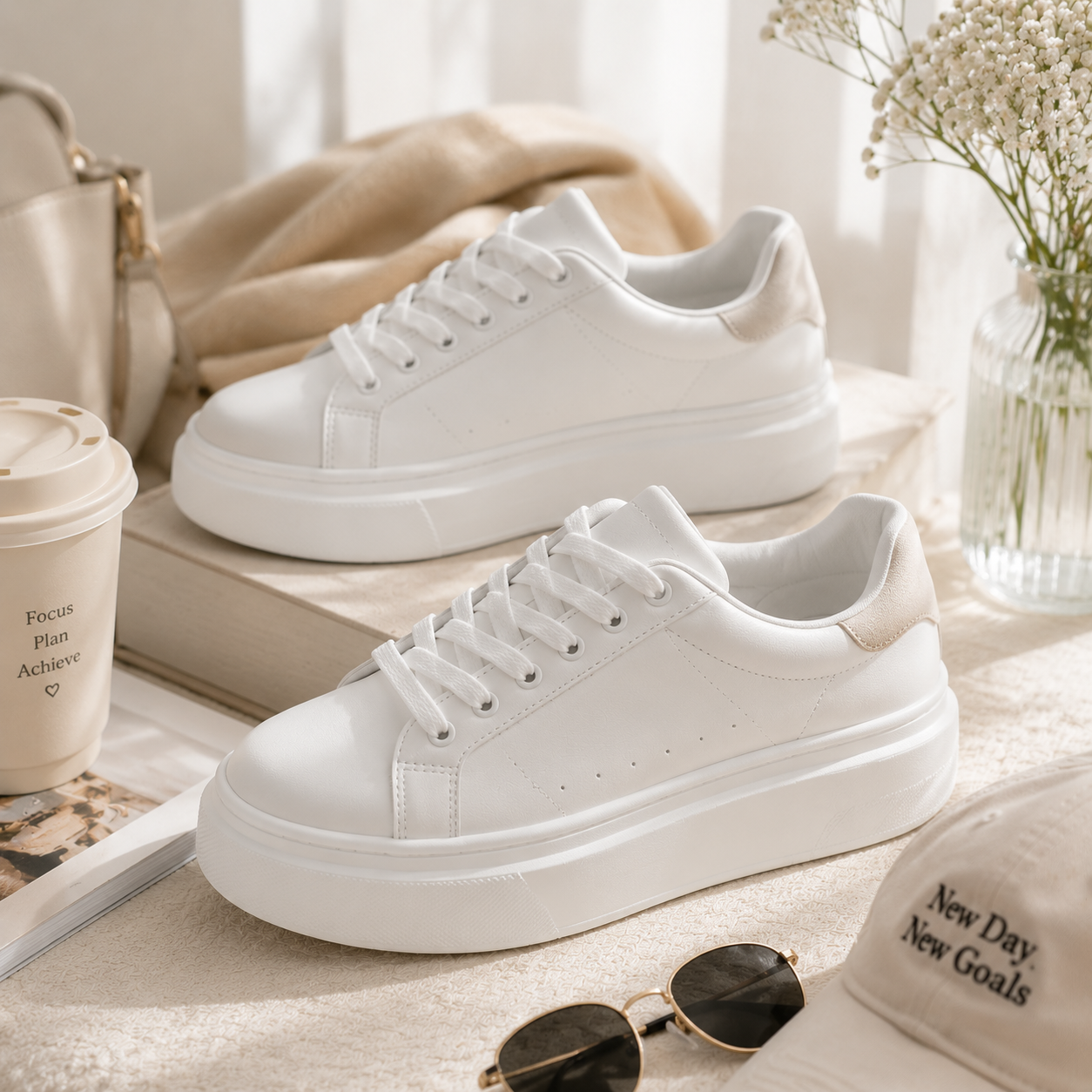 Classic White Platform Sneakers
