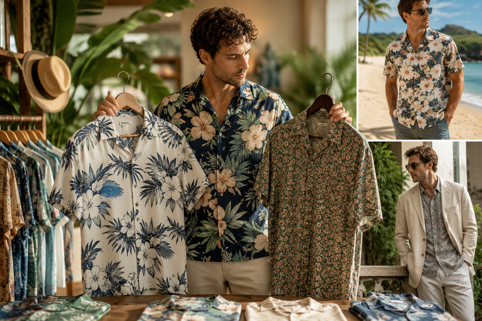 Micro-florals or geometric Hawaiian motifs are more subtle