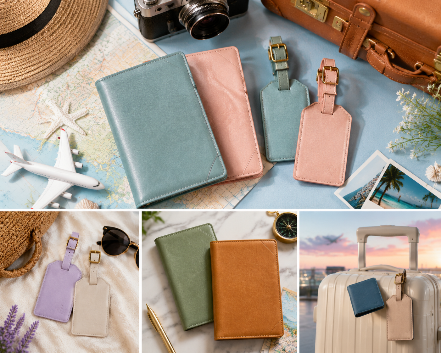 Matching Leather Luggage Tags and Passport Holders