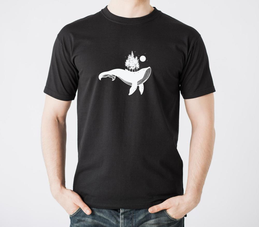 Blue Whale with trees and Moonlight - Unisex Standard T-Shirt