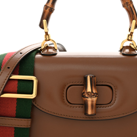 Boarded Dyana Lux Calfskin Web Mini Bamboo 1947 Top Handle Bag Brown - Image 7